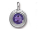 Tanzanite - TierraCast Bright Rhodium Plated Pewter Stepped Bezel Charm with Swarovski Stone, Decemeber Birthstone