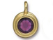 Amethyst - TierraCast Bright Gold Plated Pewter Stepped Bezel Charm with Swarovski Stone, February Birthstone