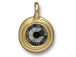 Black Diamond - TierraCast Bright Gold Plated Pewter Stepped Bezel Charm with Swarovski Stone