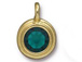Emerald - TierraCast Bright Gold Plated Pewter Stepped Bezel Charm with Swarovski Stone, May Birthstone