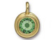 Peridot - TierraCast Bright Gold Plated Pewter Stepped Bezel Charm with Swarovski Stone, August Birthstone