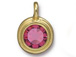 Rose - TierraCast Bright Gold Plated Pewter Stepped Bezel Charm with Swarovski Stone, October Birthstone