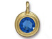 Sapphire - TierraCast Bright Gold Plated Pewter Stepped Bezel Charm with Swarovski Stone, September Birthstone