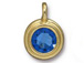Sapphire - TierraCast Bright Gold Plated Pewter Stepped Bezel Charm with Swarovski Stone, September Birthstone