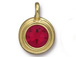 Siam - TierraCast Bright Gold Plated Pewter Stepped Bezel Charm with Swarovski Stone, January Birthstone