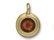 Smoked Topaz - TierraCast Bright Gold Plated Pewter Stepped Bezel Charm with Swarovski Stone