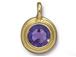 Tanzanite - TierraCast Bright Gold Plated Pewter Stepped Bezel Charm with Swarovski Stone, Decemeber Birthstone