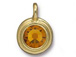 Topaz - TierraCast Bright Gold Plated Pewter Stepped Bezel Charm with Swarovski Stone, November Birthstone