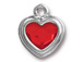 TierraCast Bright Rhodium Plated Pewter Heart Stepped Bezel Charm with Swarovski Stone - Light Siam