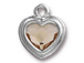 TierraCast Bright Rhodium Plated Pewter Heart Stepped Bezel Charm with Swarovski Stone - Light Silk
