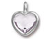 TierraCast Bright Rhodium Plated Pewter Heart  Bezel Charm with Swarovski Stone - Crystal