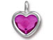 TierraCast Bright Rhodium Plated Pewter Heart  Bezel Charm with Swarovski Stone - Fuchsia