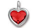 TierraCast Bright Rhodium Plated Pewter Heart  Bezel Charm with Swarovski Stone - Light Siam