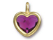 TierraCast Bright Gold Plated Pewter Heart  Bezel Charm with Swarovski Stone - Fuchsia