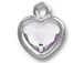 TierraCast Bright Rhodium Plated Pewter Heart  Bezel Drop with Swarovski Stone - Crystal