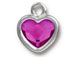 TierraCast Bright Rhodium Plated Pewter Heart  Bezel Drop with Swarovski Stone - Fuchsia