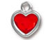 TierraCast Bright Rhodium Plated Pewter Heart  Bezel Drop with Swarovski Stone - Light Siam