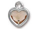 TierraCast Bright Rhodium Plated Pewter Heart  Bezel Drop with Swarovski Stone - Light Silk