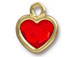 TierraCast Bright Gold Plated Pewter Heart  Bezel Drop with Swarovski Stone - Light Siam