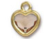 TierraCast Bright Gold Plated Pewter Heart  Bezel Drop with Swarovski Stone - Light Silk