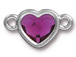 TierraCast Bright Rhodium Plated Pewter Heart  Bezel Link with Swarovski Stone - Fuchsia