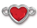 TierraCast Bright Rhodium Plated Pewter Heart  Bezel Link with Swarovski Stone - Light Siam