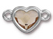 TierraCast Bright Rhodium Plated Pewter Heart  Bezel Link with Swarovski Stone - Light Silk