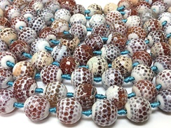 15mm Blue and Brown Faceted Round Fire Agate Gemstone Bead Strand
