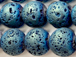 8mm Round Matte Peacock Blue Lava Rock Gemstone Bead Strand