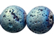 10mm Round Matte Peacock Blue Lava Rock Gemstone Bead Strand