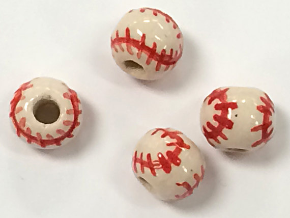 300 Pcs Sports Beads Sports Polymer Clay Beads Baseball Football Basketball