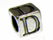 7mm Sterling Silver Letter Bead Alphabet Block D