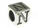 7mm Sterling Silver Letter Bead Alphabet Block N