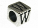 7mm Sterling Silver Letter Bead Alphabet Block W