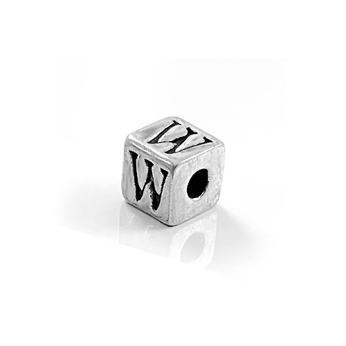 SQBABY-W - Sterling Silver Letter Beads, Blocks, Alphabet