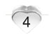 6.6x7.6mm Heart Shape Sterling Silver Number 4