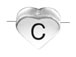 6.6x7.6mm Heart Shape Sterling Silver Letter C