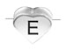 6.6x7.6mm Heart Shape Sterling Silver Letter E