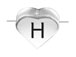 6.6x7.6mm Heart Shape Sterling Silver Letter H