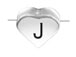 6.6x7.6mm Heart Shape Sterling Silver Letter J