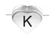6.6x7.6mm Heart Shape Sterling Silver Letter K