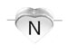 6.6x7.6mm Heart Shape Sterling Silver Letter N