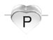 6.6x7.6mm Heart Shape Sterling Silver Letter P