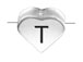 6.6x7.6mm Heart Shape Sterling Silver Letter T