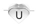 6.6x7.6mm Heart Shape Sterling Silver Letter U