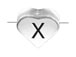 6.6x7.6mm Heart Shape Sterling Silver Letter X