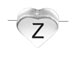 6.6x7.6mm Heart Shape Sterling Silver Letter Z