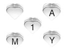 Heart Shape Sterling Silver Alphabet beads