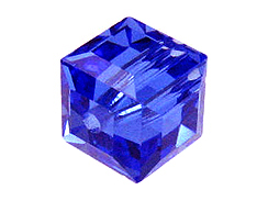 12 Sapphire - 6mm Swarovski Faceted Cube Beads