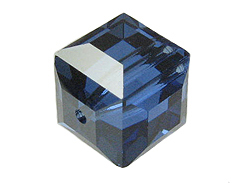 6 Sapphire Satin - 8mm Swarovski Faceted Cube Beads 